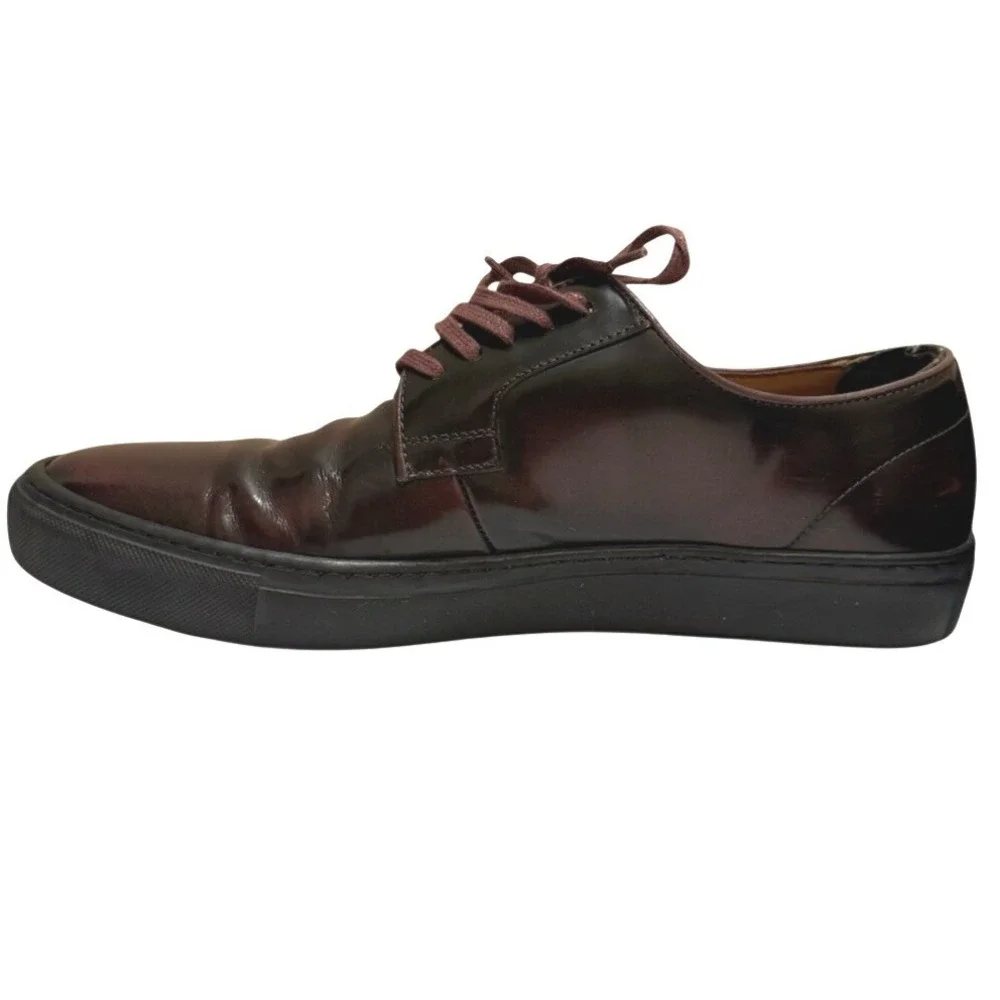 Ted Baker London Mens Burgundy Polished Leather Derby Size 9 Dress Sneakers
